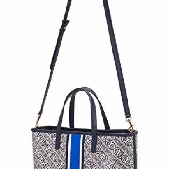 Tory Burch Gemini Link Bias Small Tote Blue & Grey - Picture 4 of 12